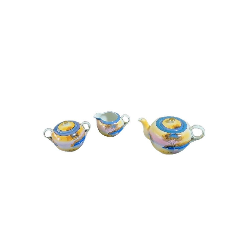 21-pc Japan‎ Hand Painted Teaset-Various Pieces-Water & Swan Images Vintage - Picture 4 of 12